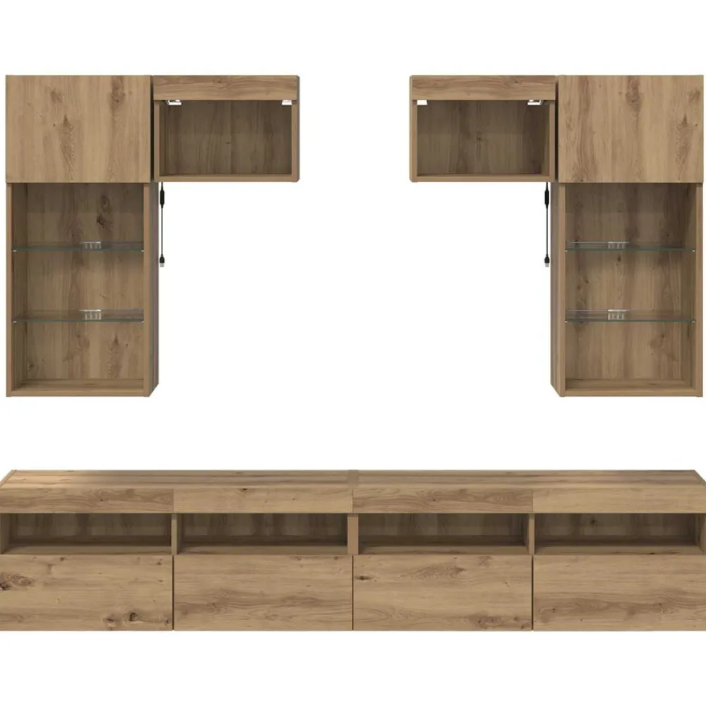 vidaXL Unidades de pared para TV 6 pcs Madera Vieja Roble artisan Best