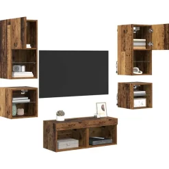 vidaXL Unidades de pared para TV 8 pcs Madera vieja Madera envejecida Best