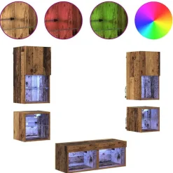 vidaXL Unidades de pared para TV 8 pcs Madera vieja Madera envejecida Best