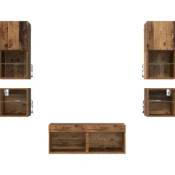 vidaXL Unidades de pared para TV 8 pcs Madera vieja Madera envejecida Best