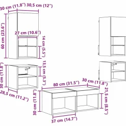 vidaXL Unidades de pared para TV 8 pcs Roble artesanal Roble artisan Best