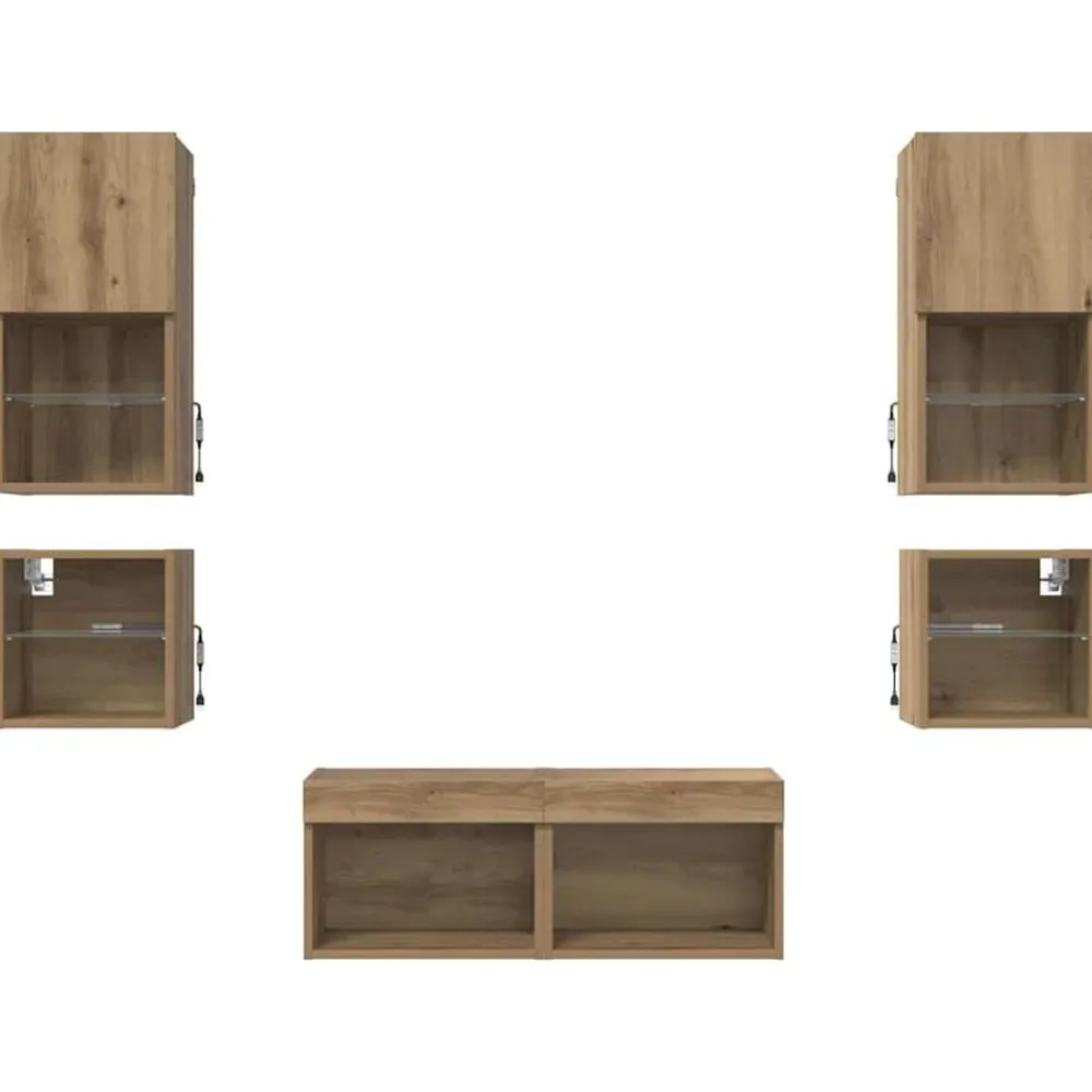 vidaXL Unidades de pared para TV 8 pcs Roble artesanal Roble artisan Best