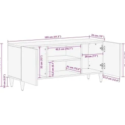 vidaXL Unidades de TV con estante Marrón Claro 105 x 33 x 46 cm Marrón claro (acabado desértico) Outlet