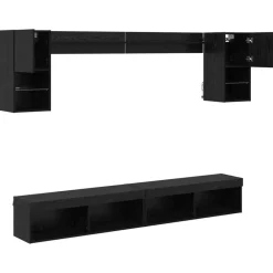 vidaXL Unidades de TV de Pared con LED con LED 6 pcs Roble negro Discount