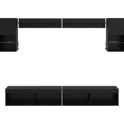 vidaXL Unidades de TV de Pared con LED con LED 6 pcs Roble negro Discount