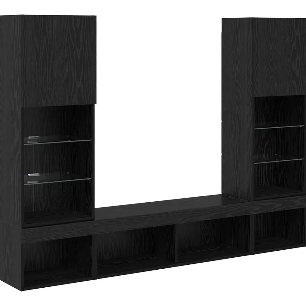 vidaXL Muebles Tv-Unidades de TV de Pared con LED con LED 5 pcs
