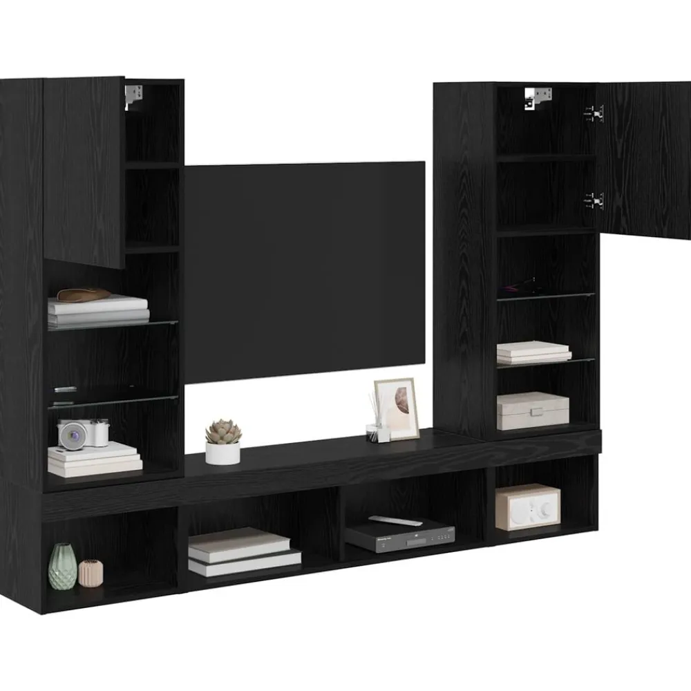 vidaXL Muebles Tv-Unidades de TV de Pared con LED con LED 5 pcs