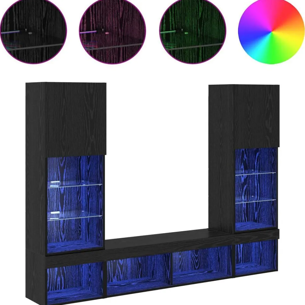 vidaXL Muebles Tv-Unidades de TV de Pared con LED con LED 5 pcs