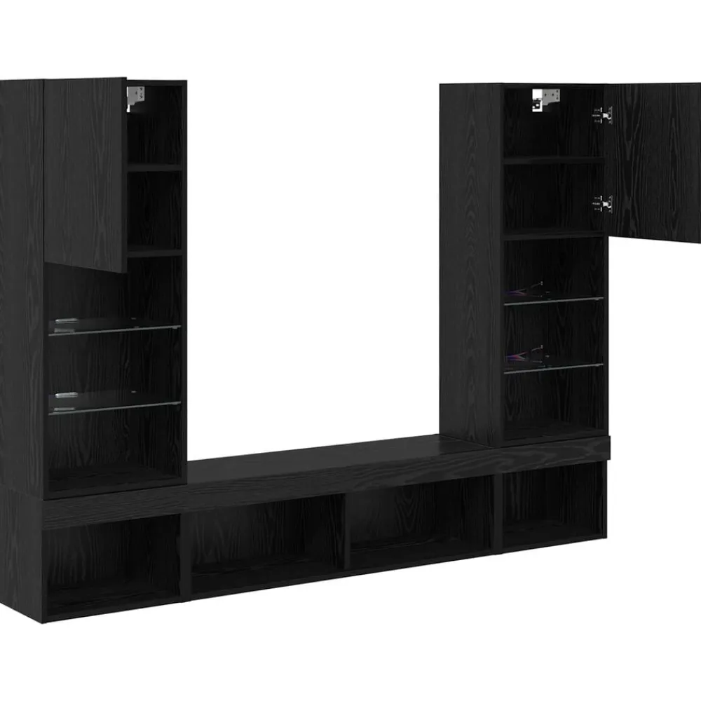 vidaXL Muebles Tv-Unidades de TV de Pared con LED con LED 5 pcs