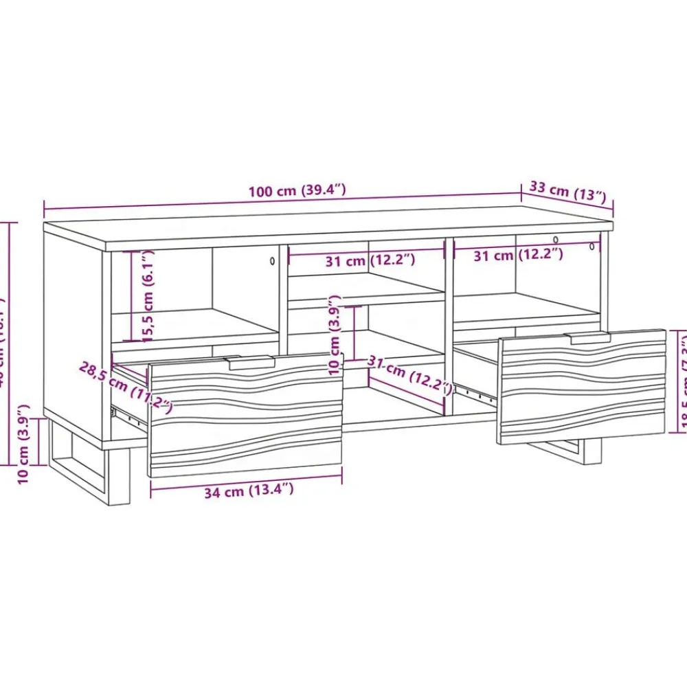 vidaXL Muebles Tv-Unidades de TV Marrón 100 x 33 x 46 cm Madera contrachapada