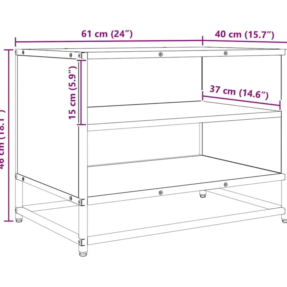 vidaXL Unidades de TV 61 x 40 x 46 cm Madera contrachapada Roble negro Clearance