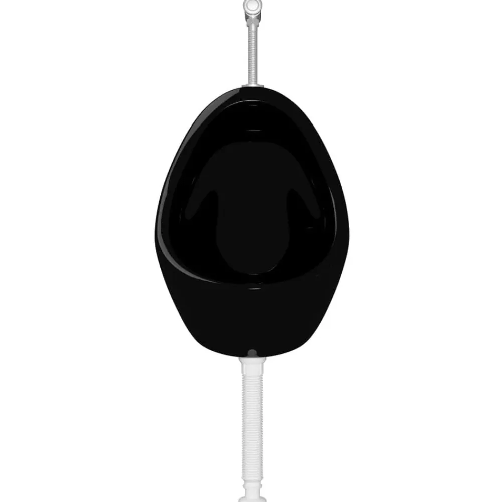 vidaXL Urinario de pared con válvula de descarga cerámica Negro New