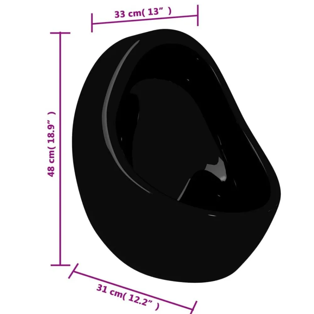 vidaXL Urinario de pared con válvula de descarga cerámica Negro New