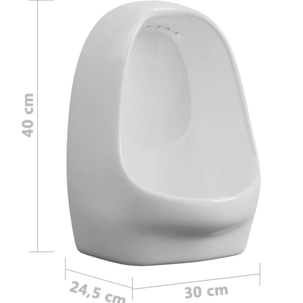 vidaXL Urinario de pared con válvula de descarga cerámica Blanco Outlet