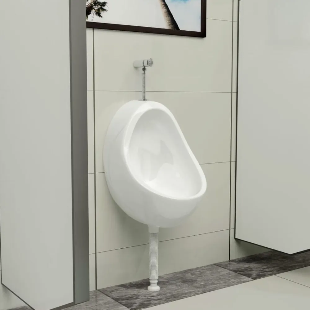 vidaXL Fontanería-Urinario de pared con válvula de descarga cerámica