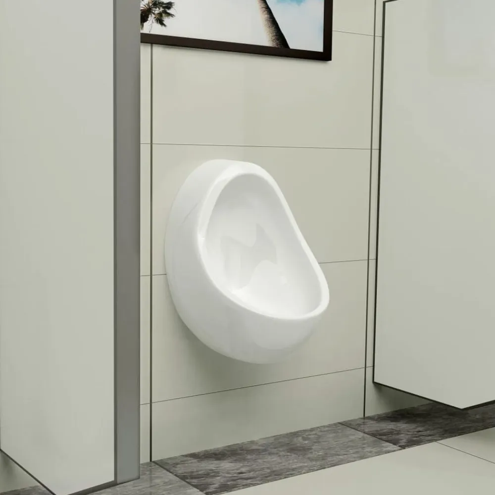 vidaXL Fontanería-Urinario de pared con válvula de descarga cerámica