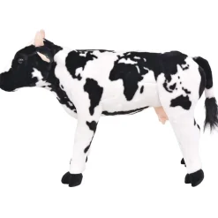 vidaXL Juguetes-Vaca de peluche de pie negra y blanca XXL