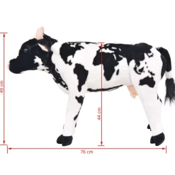 vidaXL Juguetes-Vaca de peluche de pie negra y blanca XXL