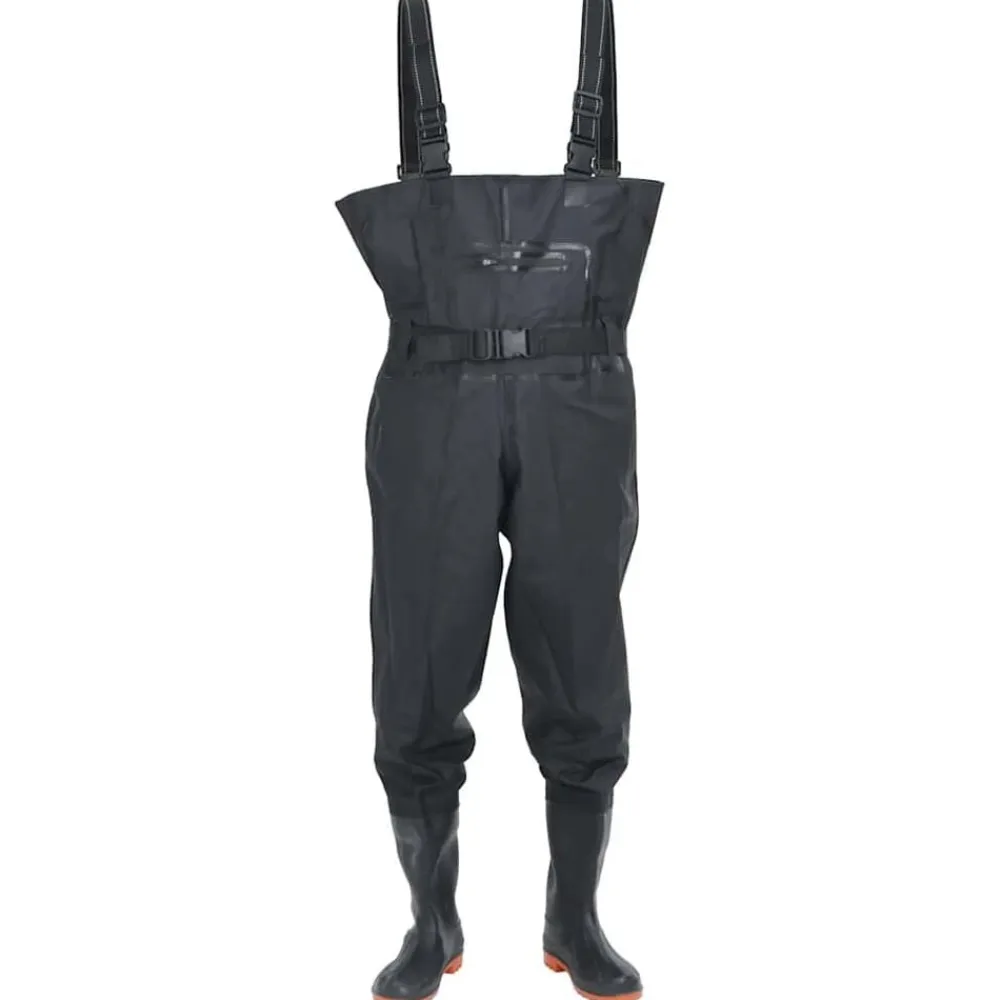 vidaXL Vadeador de pecho con botas y cinturón talla 38 Negro Hot