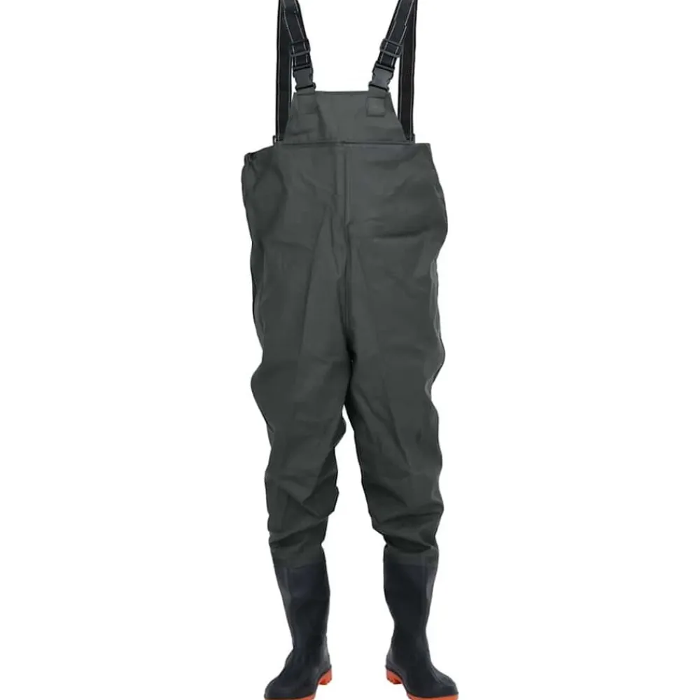 vidaXL Vadeador de pecho con botas talla 44 Verde oscuro Clearance