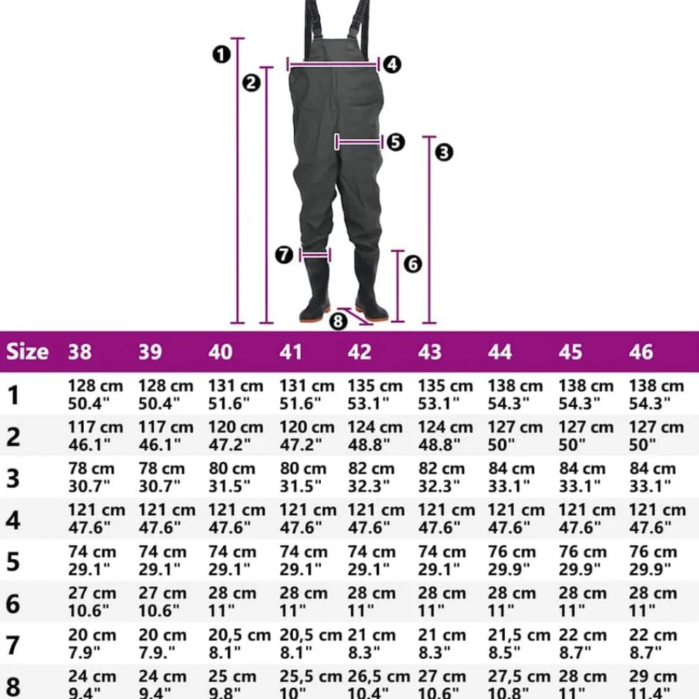 vidaXL Actividades Al Aire Libre-Vadeador de pecho con botas talla 41