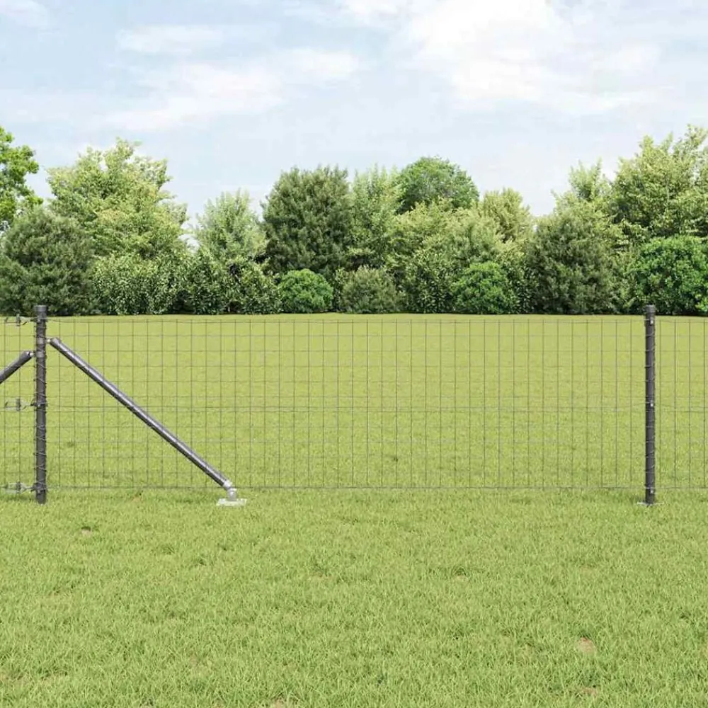 vidaXL Vallas De Jardín-Valla con Poste 0,4 x 10 m Acero y PVC