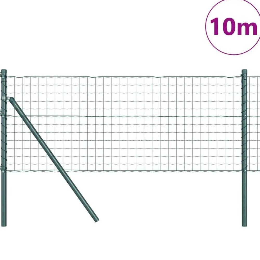 vidaXL Valla con Poste 0,4 x 10 m Acero y PVC Verde Outlet