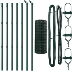 vidaXL Valla con Poste 0,4 x 10 m Acero y PVC Verde Outlet