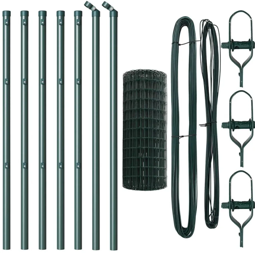 vidaXL Valla con Poste 0,4 x 10 m Acero y PVC Verde Outlet