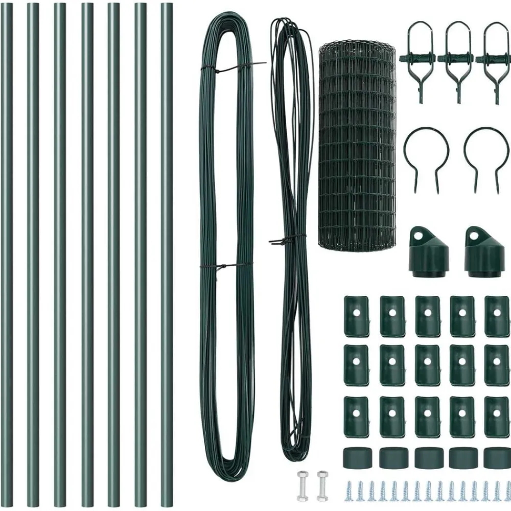 vidaXL Valla con Poste 0,4 x 10 m Acero y PVC Verde Outlet
