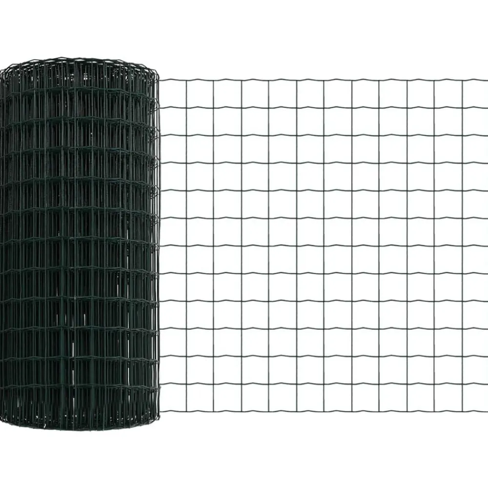 vidaXL Valla con Poste 0,4 x 10 m Acero y PVC Verde Outlet