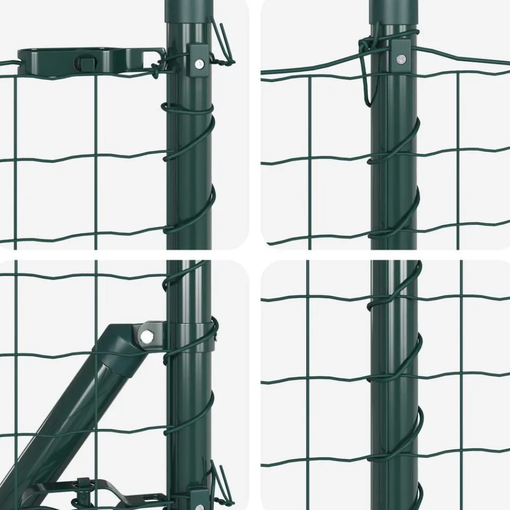 vidaXL Valla con Poste 0,4 x 10 m Acero y PVC Verde Outlet