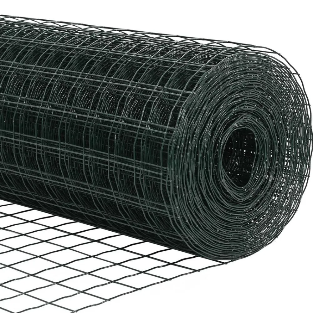 vidaXL Valla con Poste 0,4 x 10 m Acero y PVC Verde Outlet