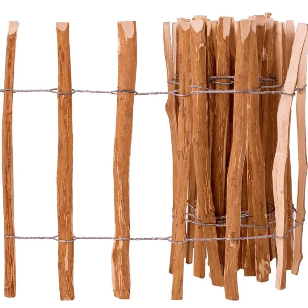 vidaXL Valla de estacas madera de avellano 60x500 cm Clearance