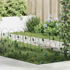 vidaXL Valla de Jardín 5 pcs Acero Verde New