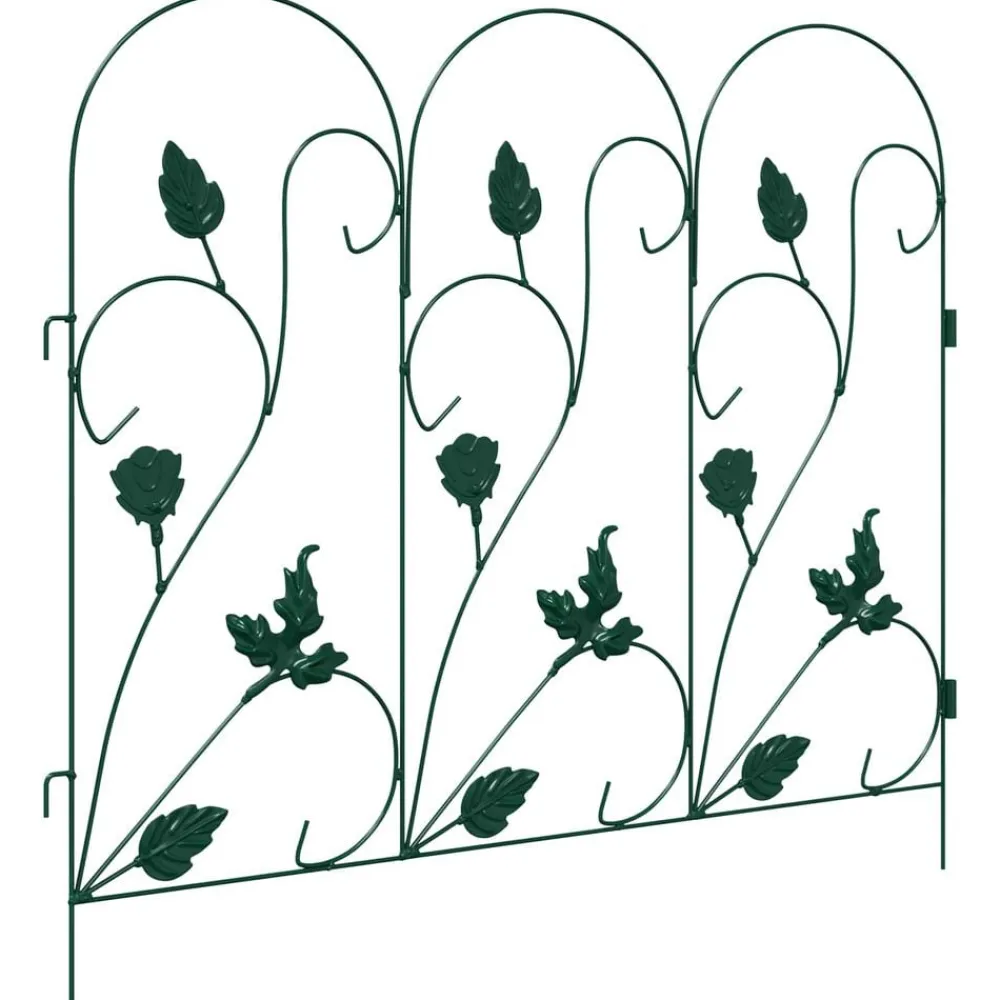 vidaXL Valla de Jardín 5 pcs Acero Verde New