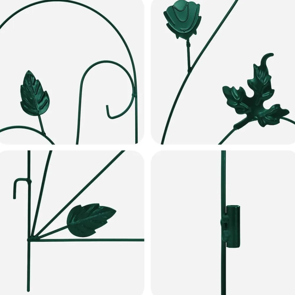 vidaXL Valla de Jardín 5 pcs Acero Verde New