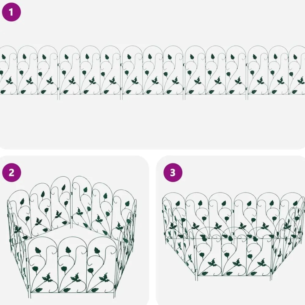 vidaXL Valla de Jardín 5 pcs Acero Verde New
