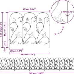 vidaXL Valla de Jardín 5 pcs Acero Verde New