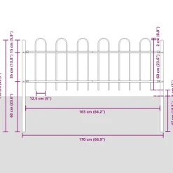 vidaXL Valla de Jardín 2 pcs 3,4 x 0,6 m Gris