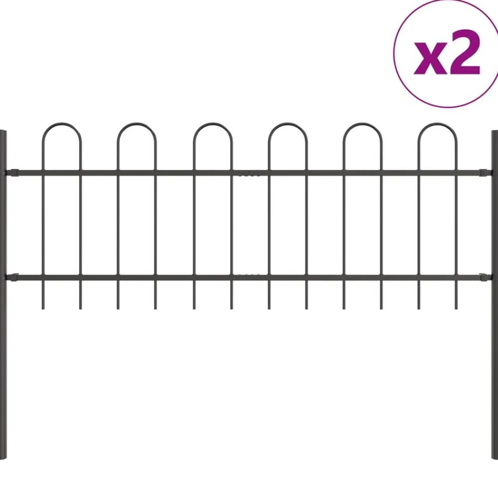 vidaXL Valla de Jardín 2 pcs 3,4 x 0,6 m Gris