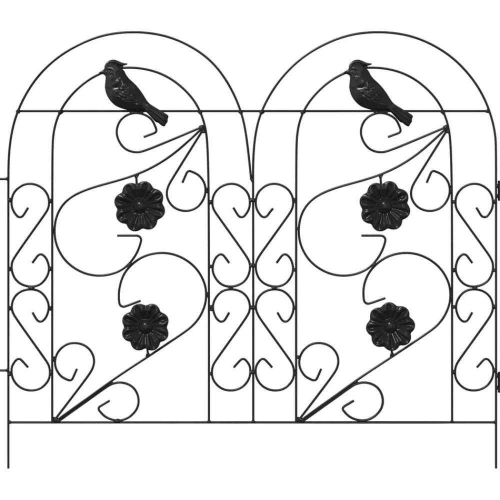 vidaXL Valla de Jardín 5 pcs Acero Negro Clearance