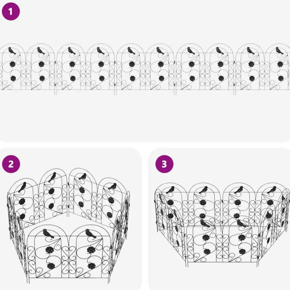 vidaXL Valla de Jardín 5 pcs Acero Negro Clearance