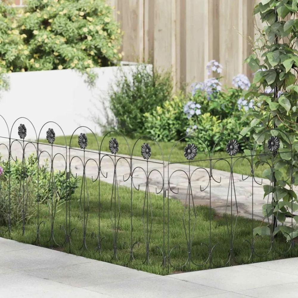 vidaXL Vallas De Jardín-Valla de Jardín 5 pcs Acero