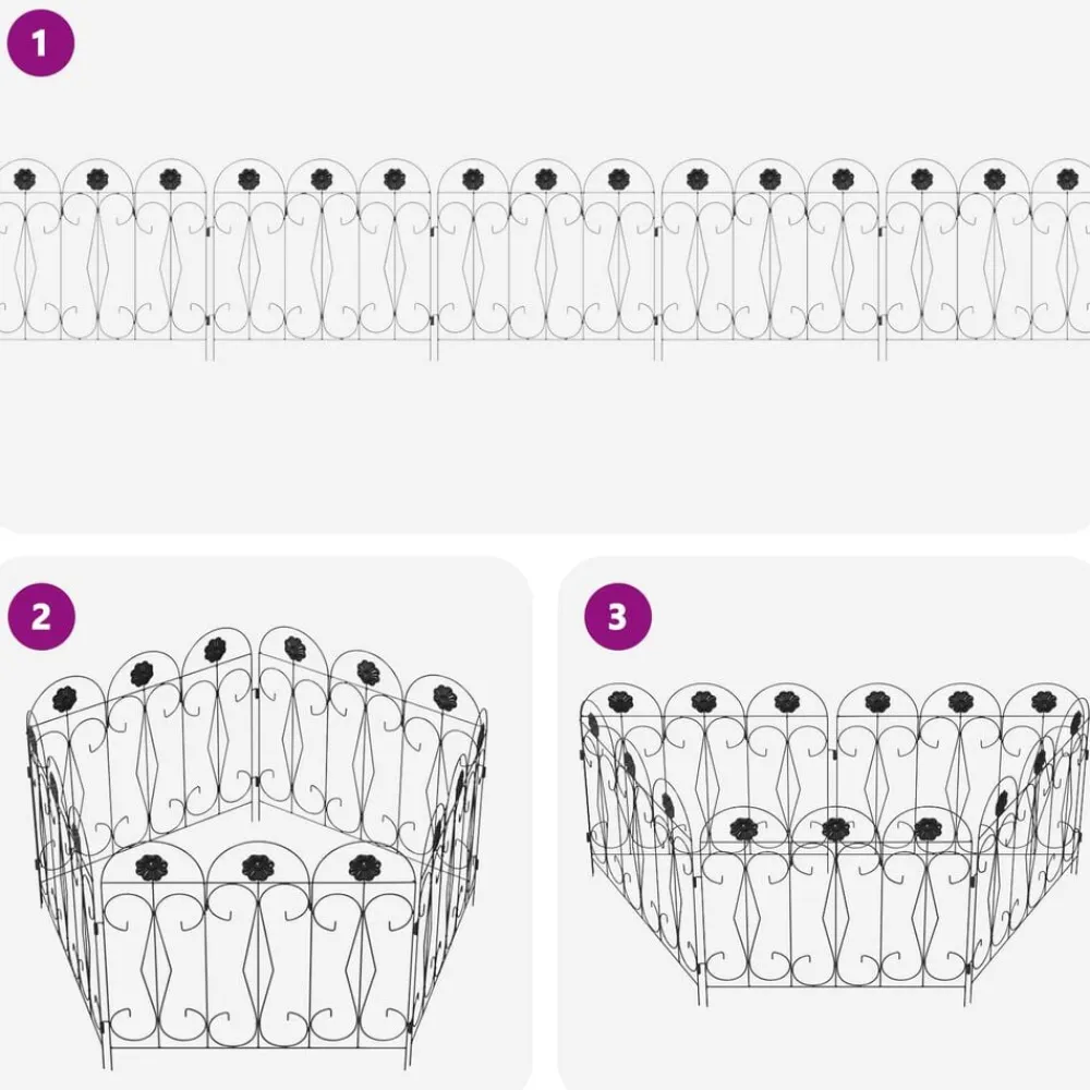 vidaXL Vallas De Jardín-Valla de Jardín 5 pcs Acero