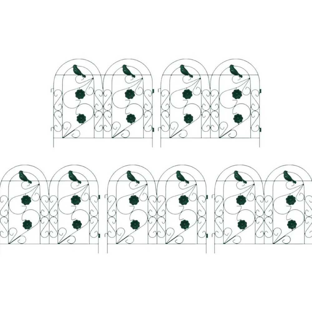 vidaXL Valla de Jardín 5 pcs Acero Verde