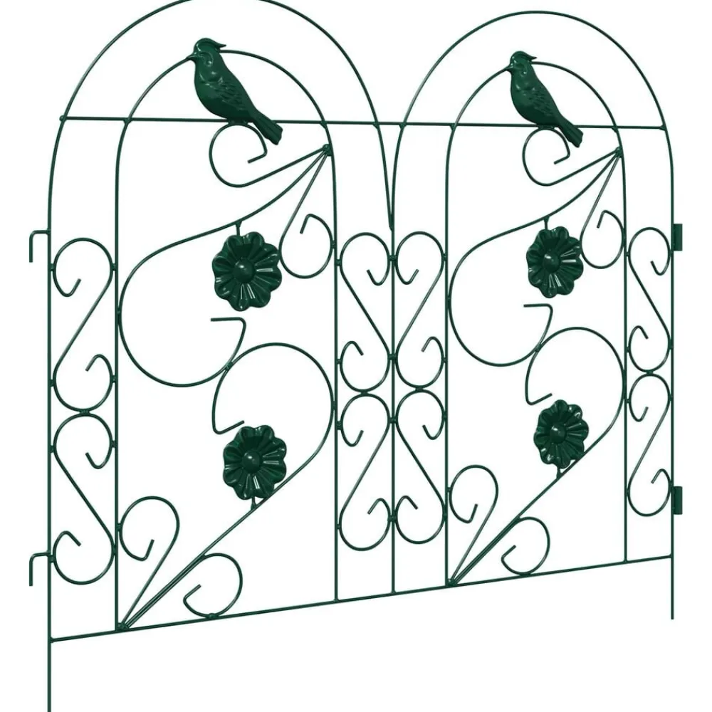 vidaXL Valla de Jardín 5 pcs Acero Verde