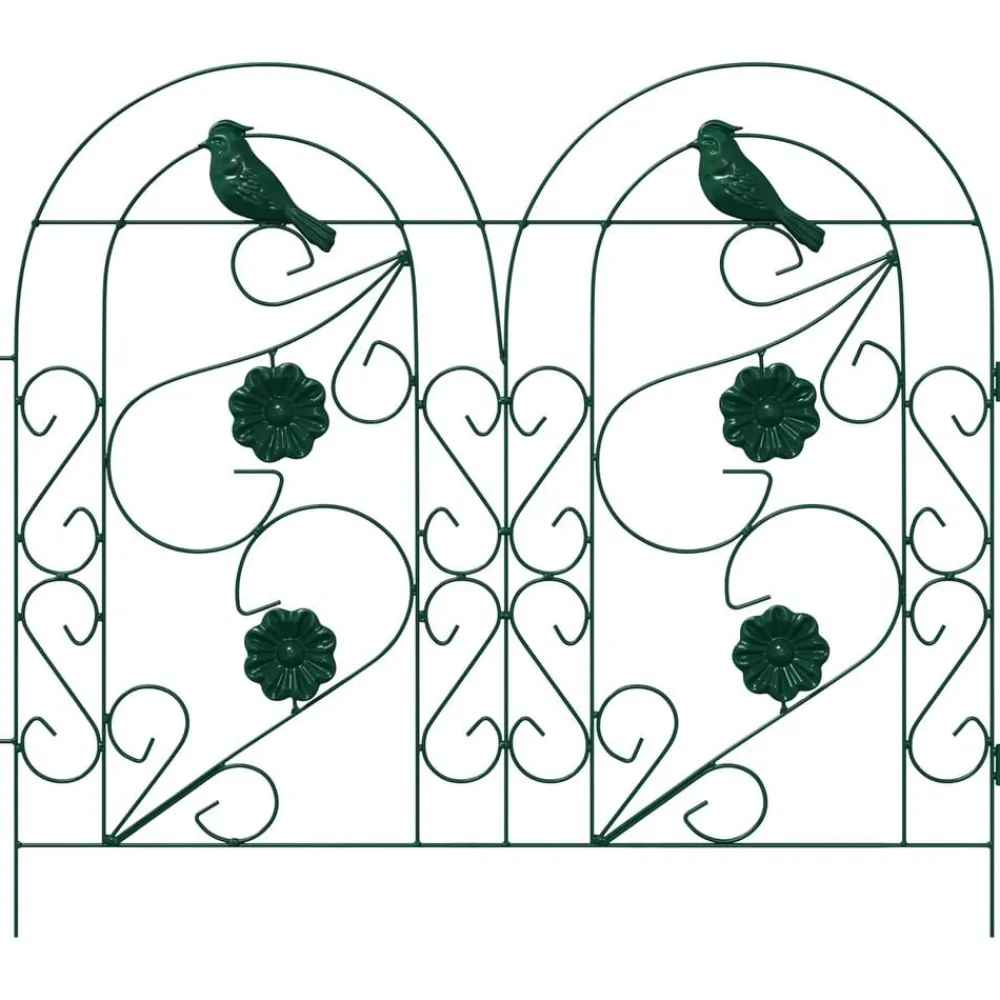 vidaXL Valla de Jardín 5 pcs Acero Verde