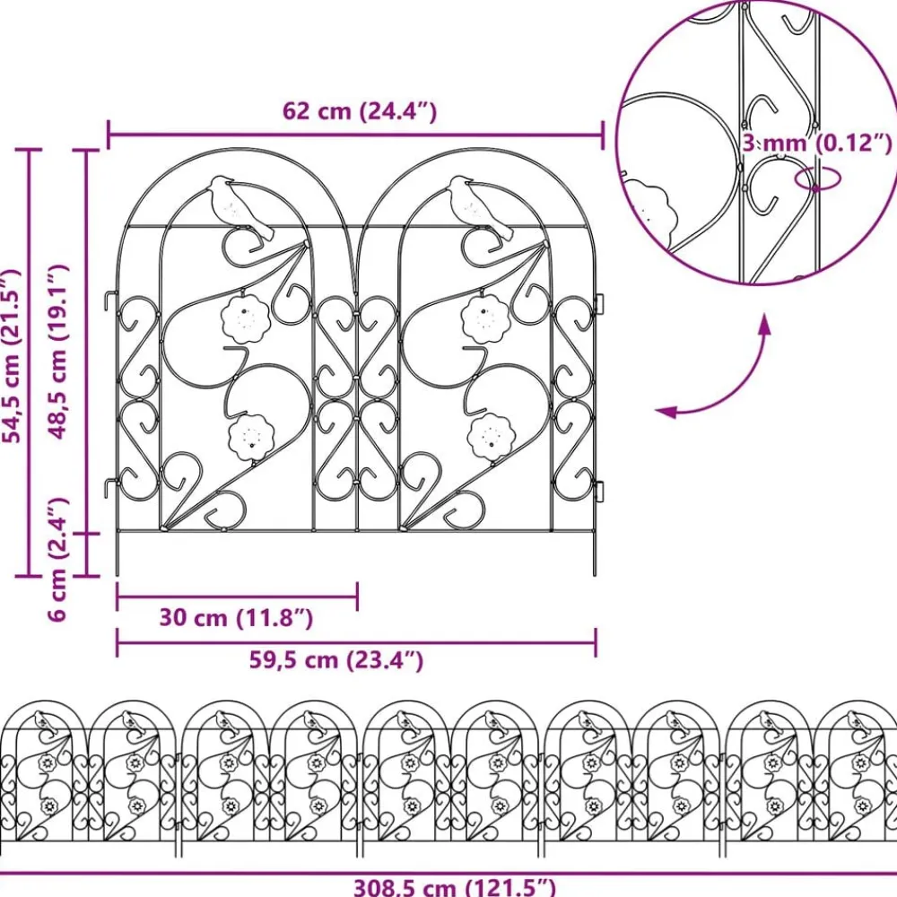 vidaXL Valla de Jardín 5 pcs Acero Verde