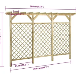 vidaXL Vallas De Jardín-Valla de jardín con pérgola madera pino impregnada 300x50x200cm
